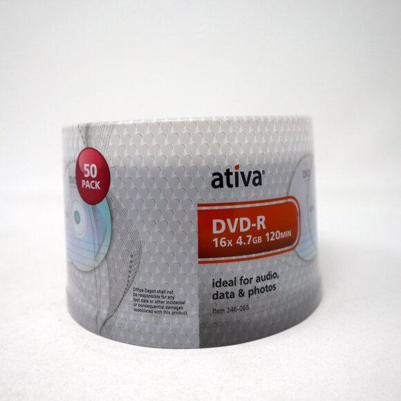 ATIVA Gold DVD-R 50 Pack 120 Minutes 16x 4.7 GB Recordables DVD NEW SEALED - Picture 2 of 11